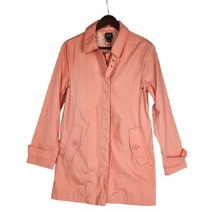 GAP Women's Peach Pink Coral Small Trench Coat Rain Jacket Cotton Y2K Spring